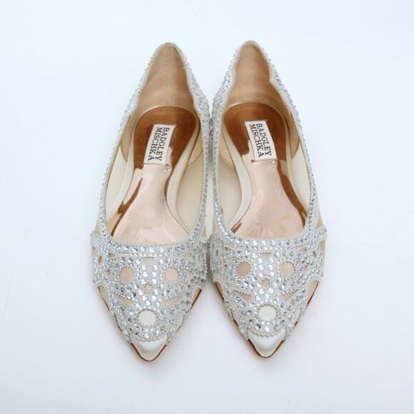 NIB Badgley Mischka Gigi Crystal Embellished Pointed Toe Flats - Picture 8 of 15